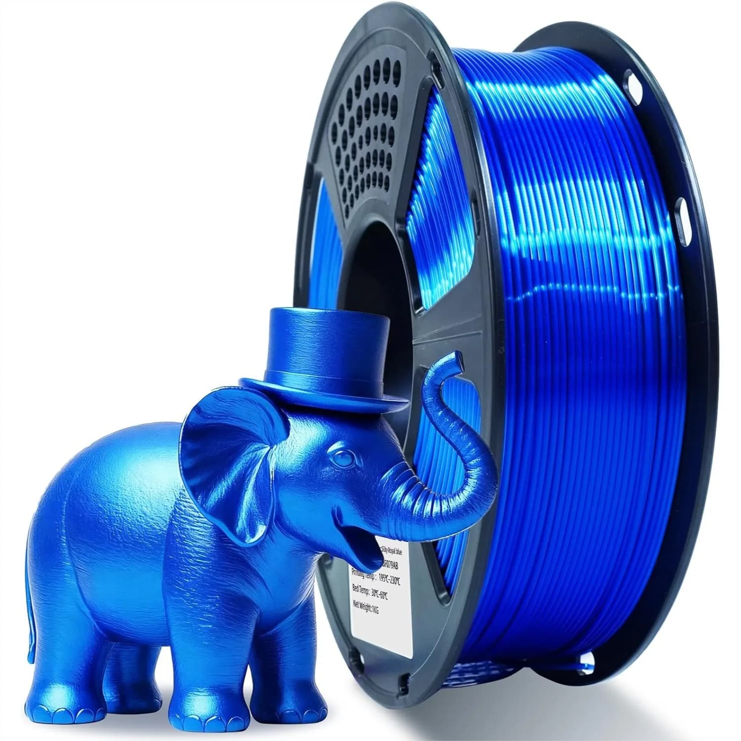 Filamento PLA Seta 1.75mm, Blu Reale Metallizzato Lucido, Bobina da 1kg con Precisione +/-0.02mm per Stampa 3D Fluida
