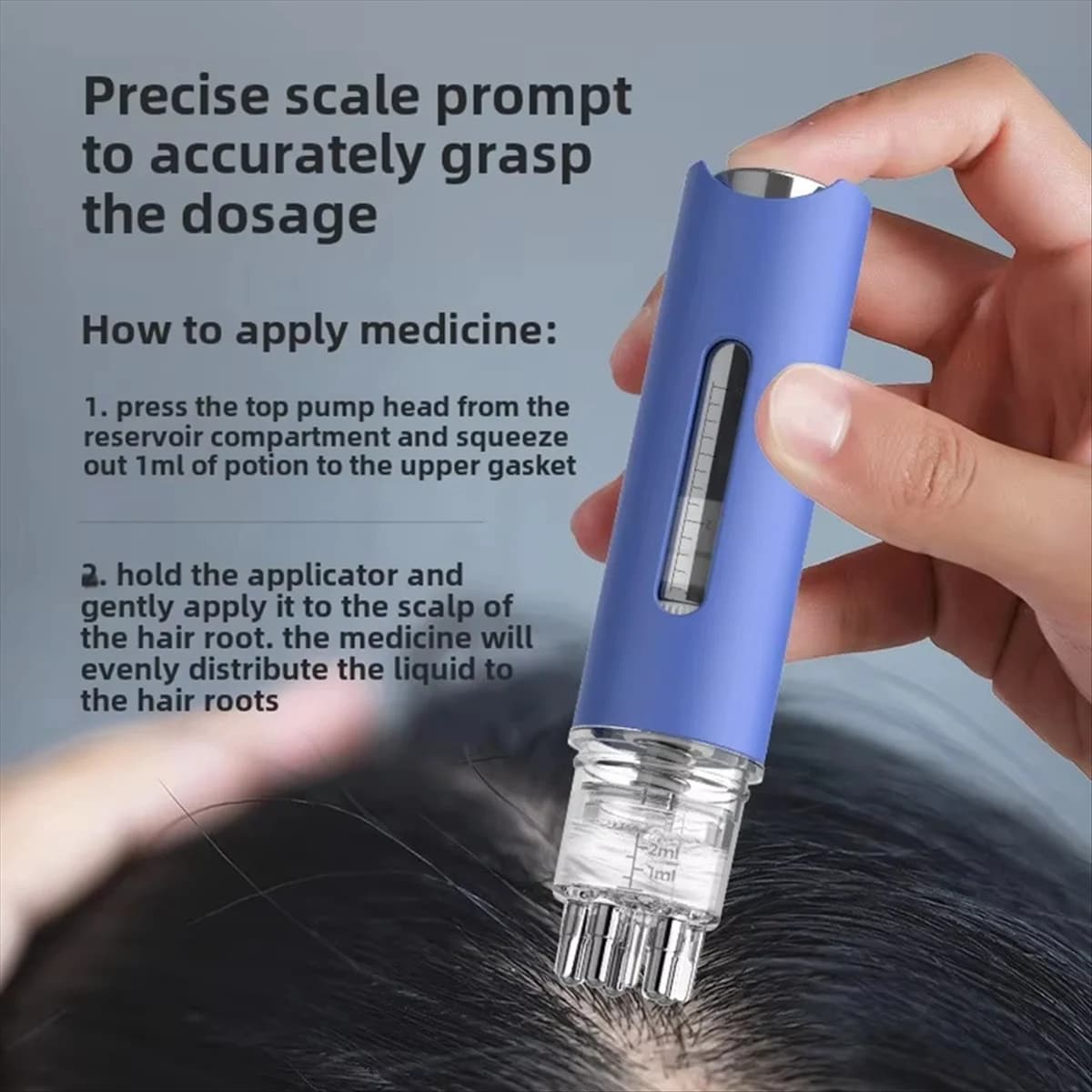 ABNJ Applicatore per cuoio capelluto Testa Dil 1ml Applicazione a sfera a rullo Massaggio liquido Cura dei capelli Pettine Applicatore di medicina per olio essenziale B