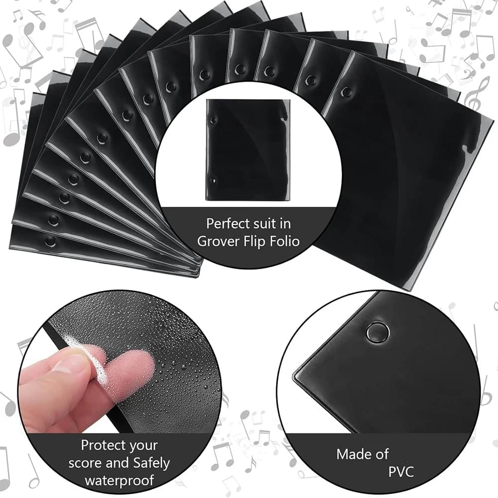 A99I-Music File Holder PVC Waterproof 18 Pcs Flip Folder Pages Double Sided Music For Sheet Storage