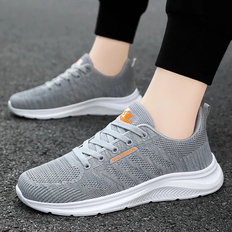 Men's Breathable Lace-Up Running Shoes Non-Slip Lightweight Tennis Comfortable Flat Walking Sneakers Size 39-44