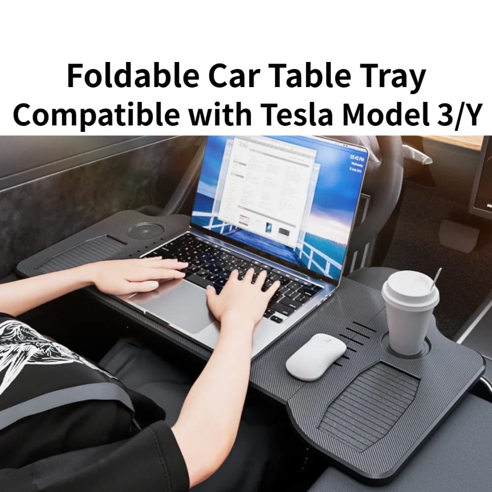 Tavolino Pieghevole per Sedile Anteriore Auto Compatibile con Tesla Model 3 Y, Supporto Multifunzionale per Laptop e Cibo
