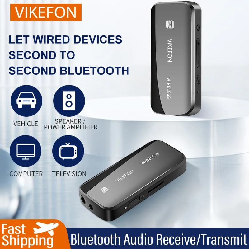 VIKEOFN NFC Bluetooth 5.0 Receiver Audio Transmitter Adapter Aux Card TF Wireless Jack 3.5mm speaker for TV PC speaker Car Kit