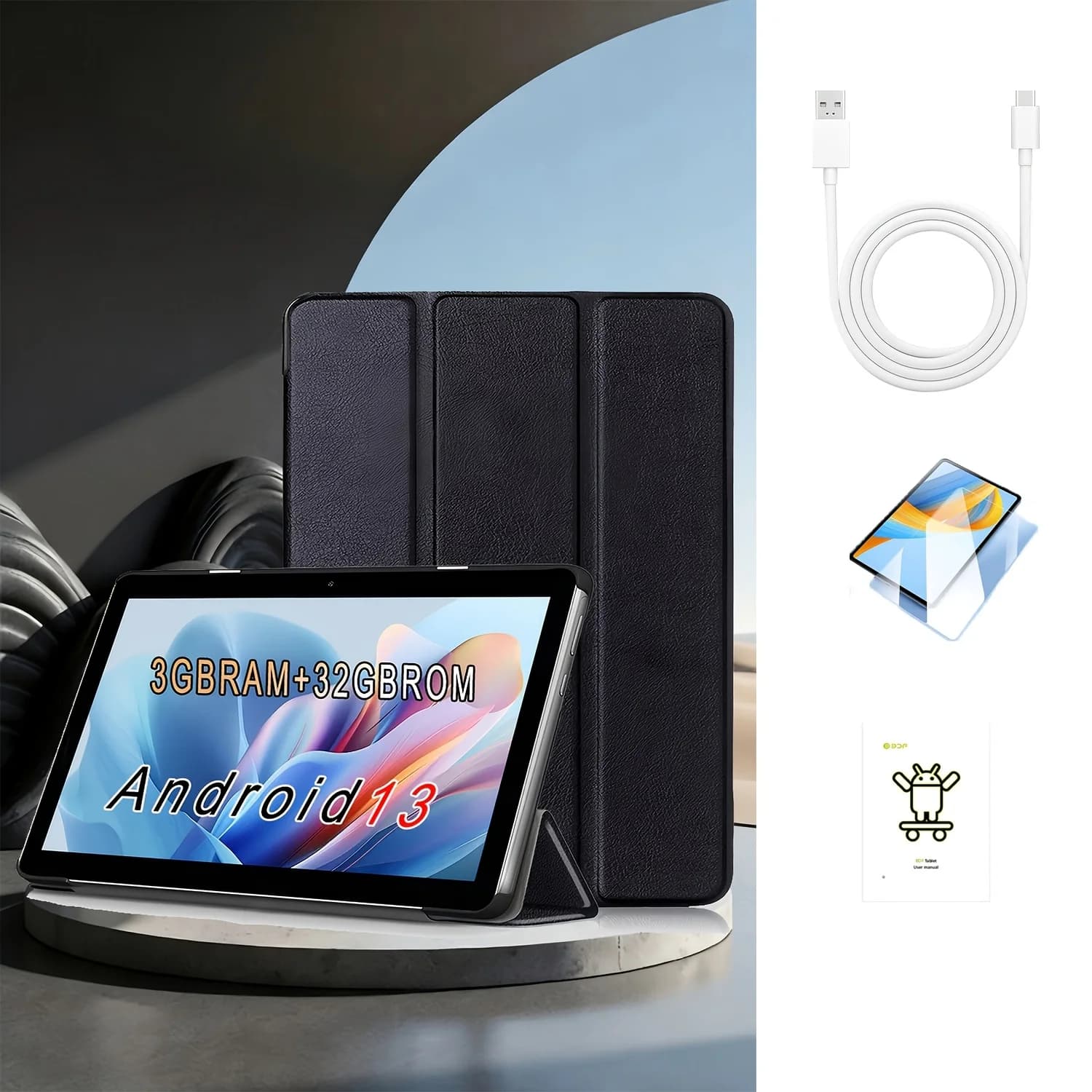 New Tablet Android 13 from 10.1 Inch, 3GB RAM+32GB ROM, Double Camera 5MP+13MP, WiFi, Charging Type-C, for Application