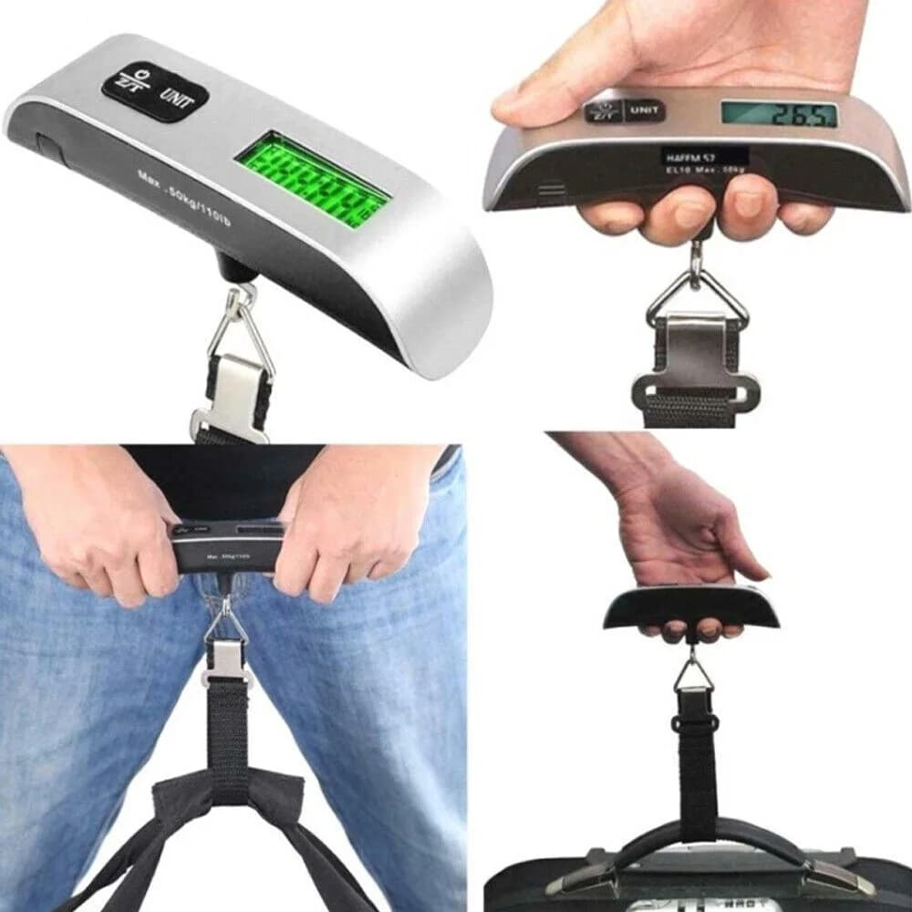 Bilancia Digitale Portatile per Bagagli, 110 lb/50 kg, Bilancia a Sospensione per Valigie da Viaggio