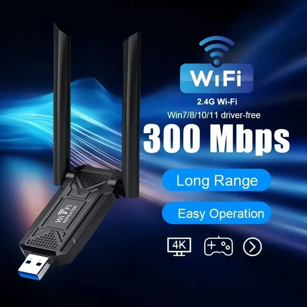 Ripetitore WIFI USB wireless 300Mbps Router 2.4G Wifi Extender a lungo raggio Amplificatore di segnale Wi-Fi Booster Adattatore di estensione di rete