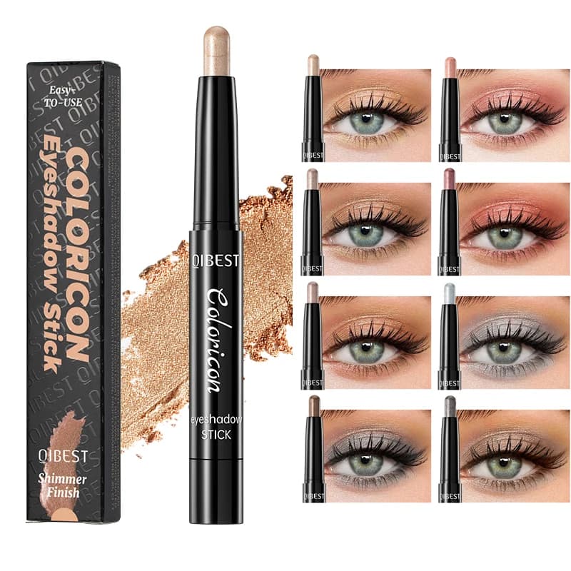 Set di ombretti in stick scintillanti - Impermeabili a lunga durata, illuminanti e matite per occhi, per illuminare il contorno occhi, finitura glitter naturale