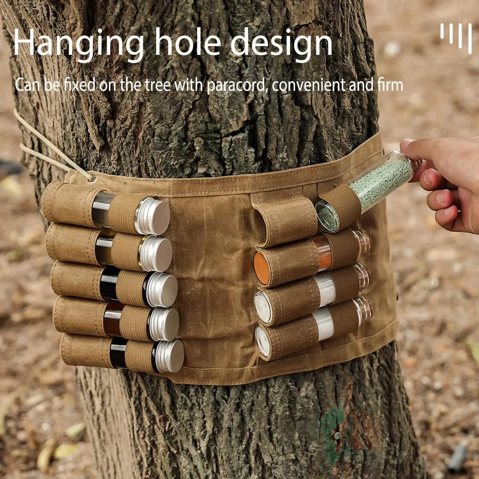 Seasoning Bottle Storage Bag Spice Jar Canvas Bag Condiment Carrier Food Grade Sealed for Outdoor Party Backyard Hiking Fishing