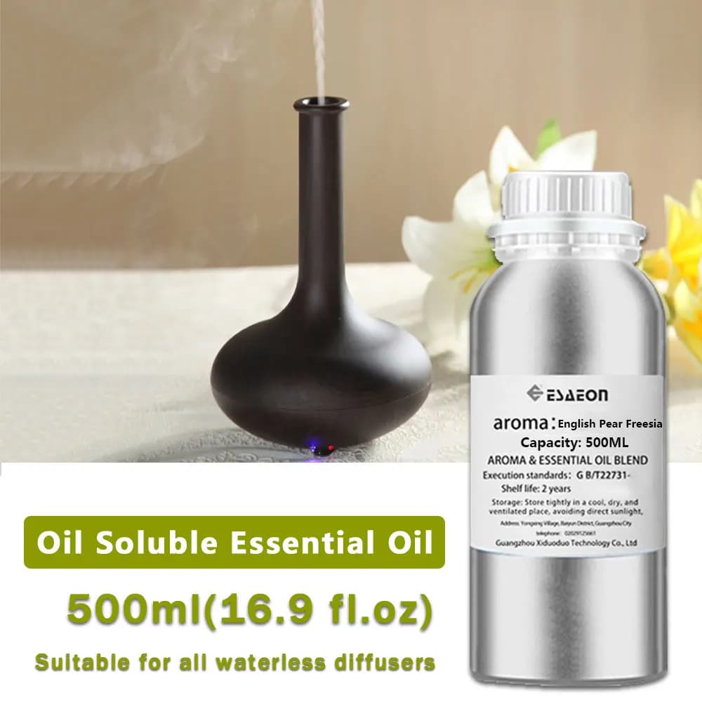 ESAEON 500ml (16.9 fl.oz) Oli Essenziali di Pera Inglese e Fresia/Hilton - Per Macchina per Aromaterapia e Diffusore a Due Fluidi