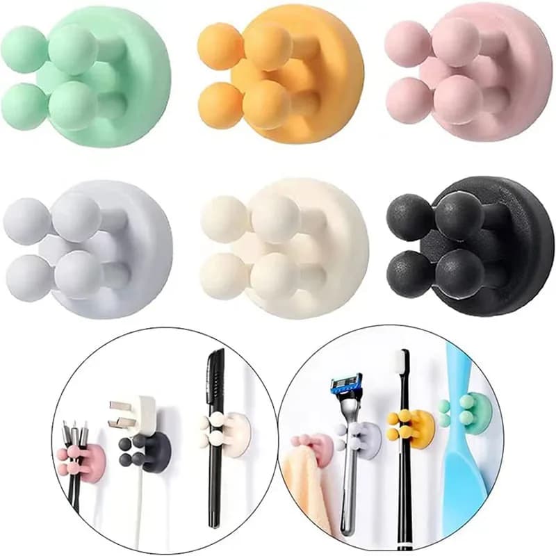 6/1 pz Punch Free Gancio In Silicone per il Bagno Porta Rasoio Gancio di Stoccaggio Da Parete Rasoio Da Barba Mensola Portaspazzolino Organizzazione