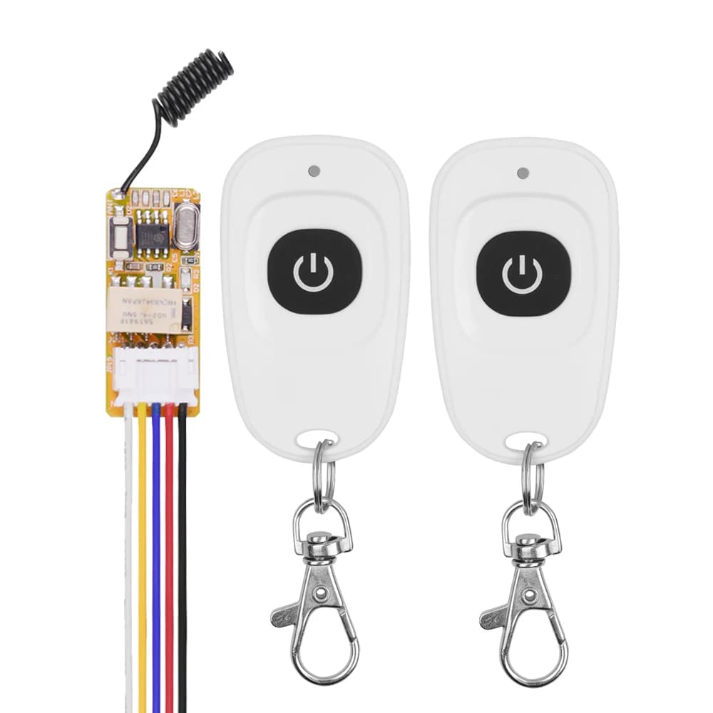 DC 3.5V 5V 9V 12V Mini Relè Interruttore di telecomando senza fili per lampada a LED 433Mhz Micro ricevitore con scatola e trasmettitore bianco