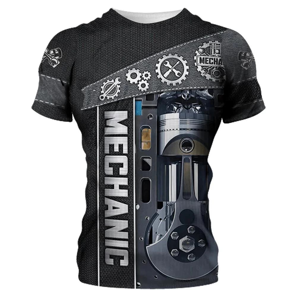 T-shirt da uomo 3D Strumenti meccanici Stampa manica corta Maglia da meccanico estiva Top casual Abbigliamento traspirante moda oversize