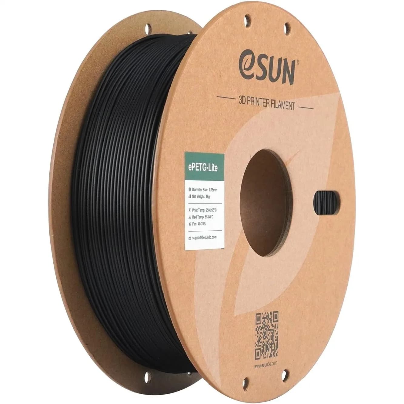 Filamento PETG per Stampante 3D 1.75mm, Filamento Lucido ad Alta Resistenza Bobina da 1KG, Nero Solido per Stampa 3D