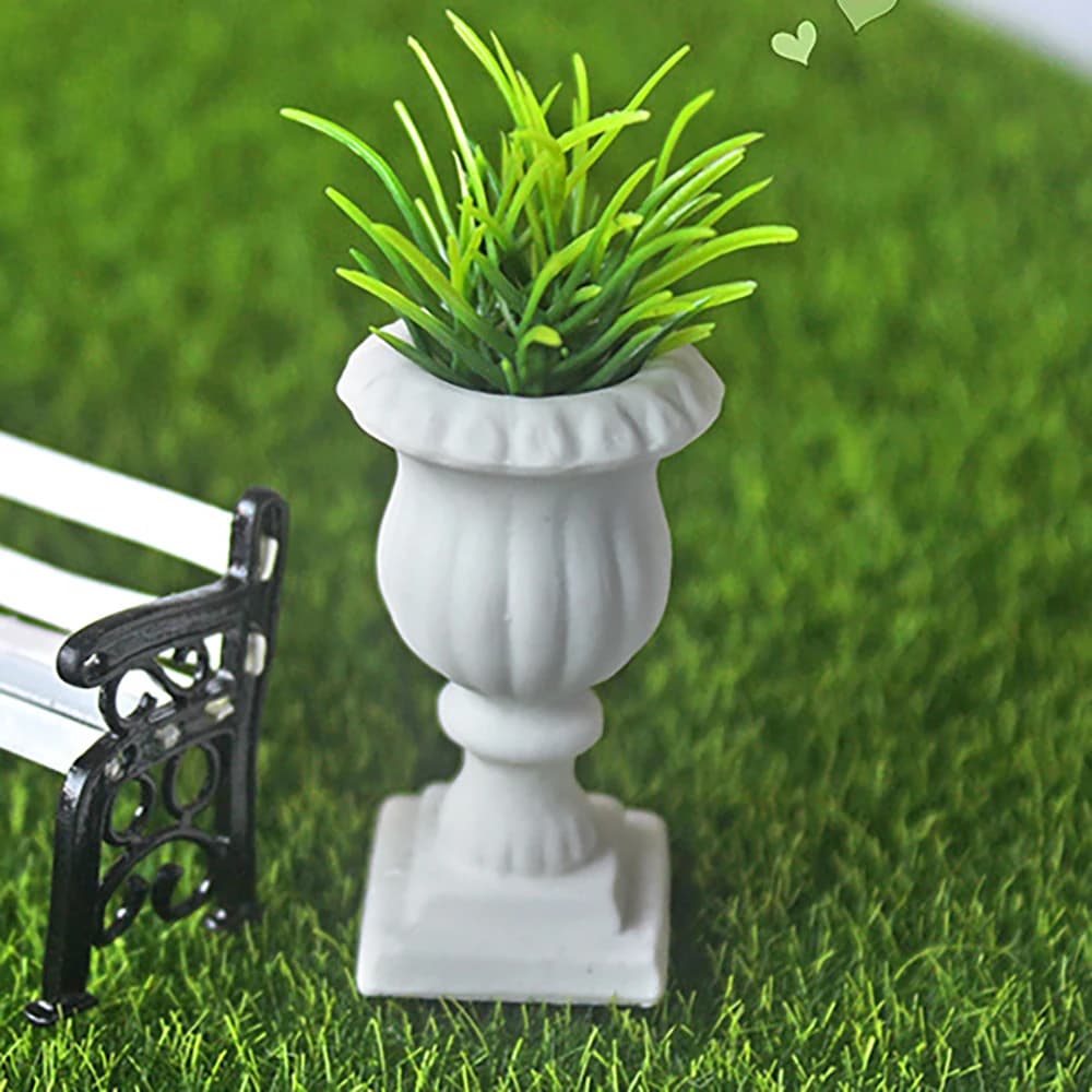 1 pcs 1/12 miniature doll house roman column flower pot mini green plants model toy for decoration of doll house accessories