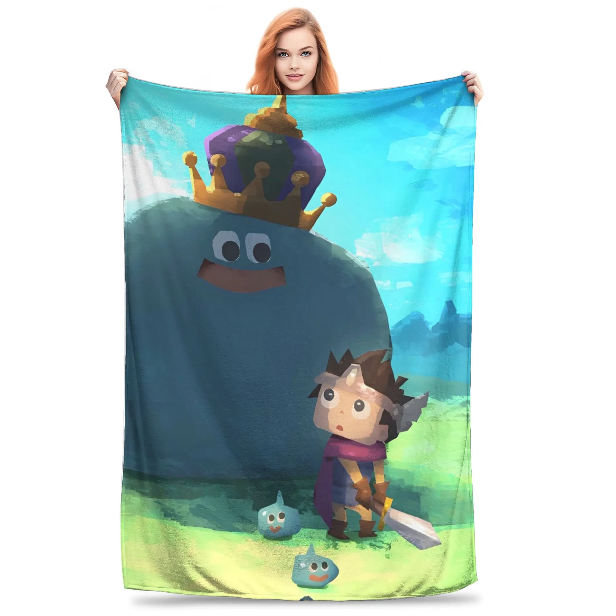 Coperta caldaPer bambini Decorativa D-Dragon Quest Slime Coperta da tiro Copriletto in flanella per camera da letto Street Trend Copridivano per divano letto