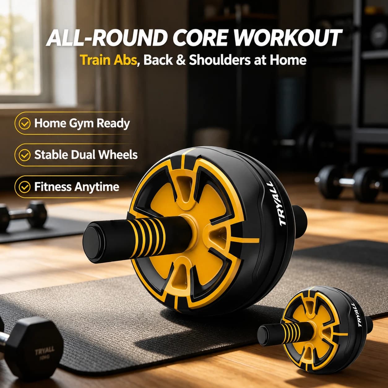Ab roller for home use, quiet automatic rebound, perfect for abs, men’s waist trimming, six-pack workout, fitness equipment to r
