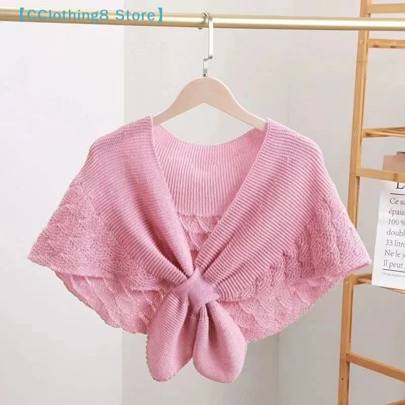 1 pezzo di scialle estivo lavorato a maglia con motivo a coda di pesce, colletto finto per ambienti climatizzati, scialle elegante in stile da donna【AliS8】