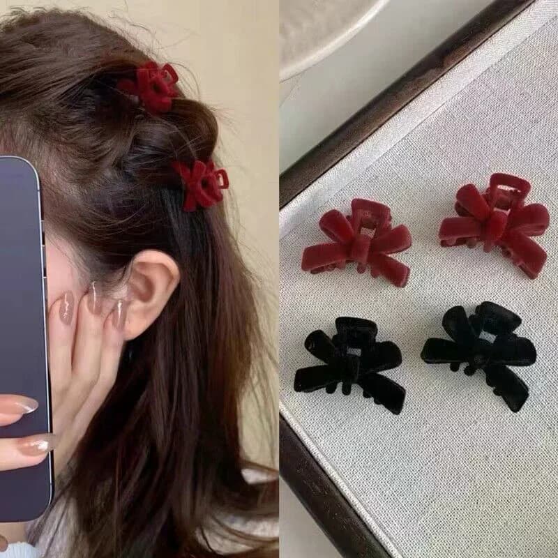 5 pezzi nuovo fiocco in velluto principessa testa afferrare clip copricapo nero clip laterale forcina tromba frangia fermaglio per capelli donne ragazze