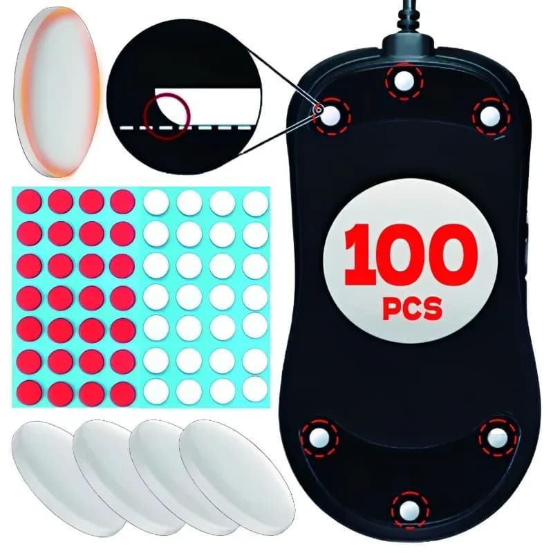 20-100 Pezzi Pattini per Mouse in PTFE a Punti Rotondi Piccoli – Edizione ICE Control Speed, Adesivi Resistenti all'Usura per Piedini di Mouse da Gaming Esports Fai-da-te