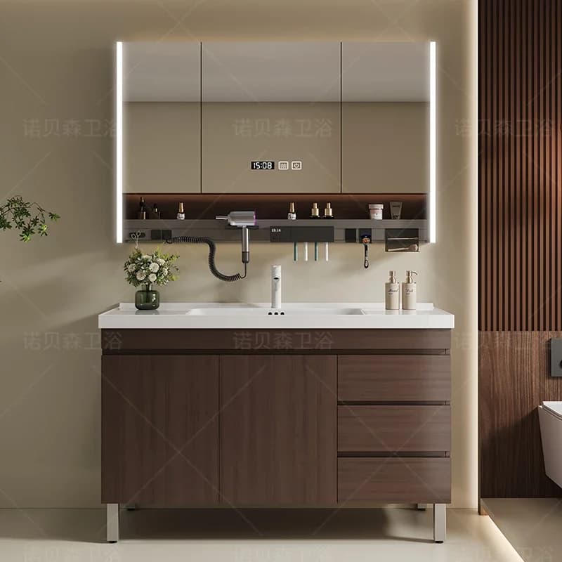 Modern Shelves Bathroom Cabinets Washbasin Mirror Shower Apartment Bathroom Display ​​Plywood Furniture Armoires De Bain MH