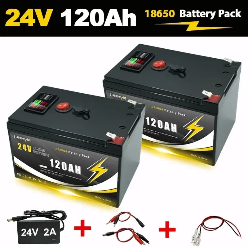 Aggiorna la batteria al litio ricaricabile LiFePO4 da 24 V 120 Ah, fino a oltre 4000 cicli, per piccoli UPS, energia solare, fishfinder, ruote elettriche