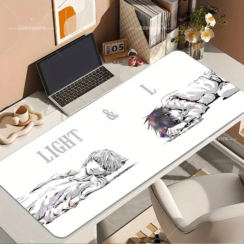 Tappetino da Scrivania Anime in Bianco e Nero per Ragazzi, Tappetino per Mouse da Gaming Antiscivolo Esteso per Ufficio e Laptop