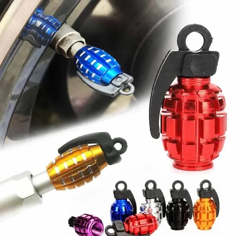 4 tappi valvola pneumatici auto in alluminio a forma di granata, coperture antipolvere per valvole pneumatici, tappi valvola per camion, bici, ruote e cerchioni