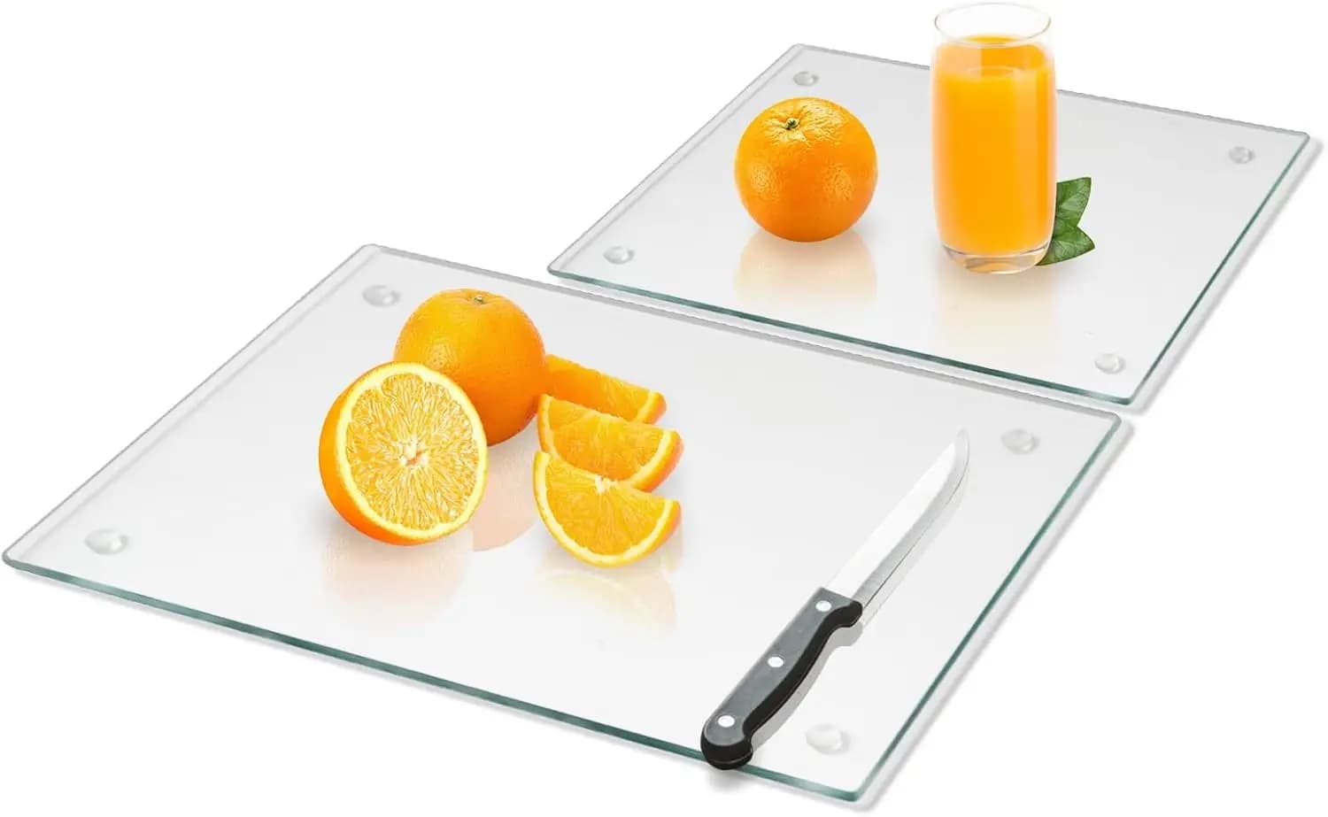 Tagliere in Vetro Temperato per Cucina, Trasparente Resistente al Calore, Piedini Antiscivolo, 12x16" e 12x8" 2 Pezzi