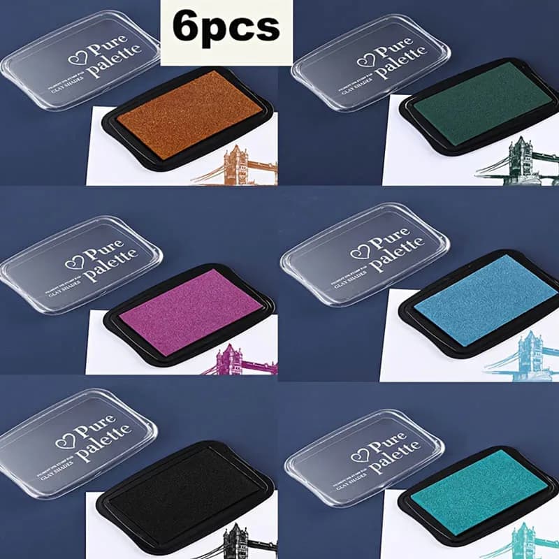 6 pieces - Retro solid color sponge ink pads -6 classic colors, used for rubber stamps, scrapbooks, paper, and DIY art supplies,