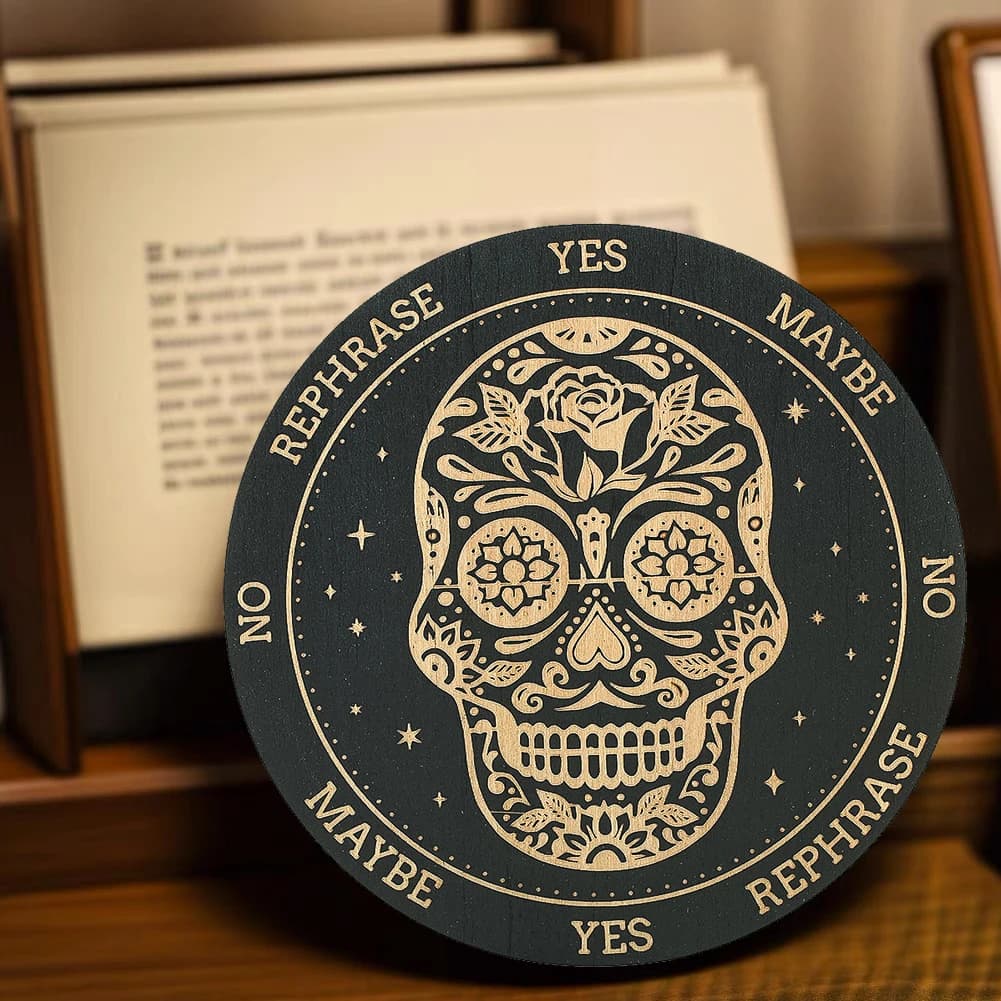 Tavola a pendolo in legno modello teschio Design divinazione piastra energetica guarigione tavola da meditazione ornamenti Wiccan altare rituale Decor