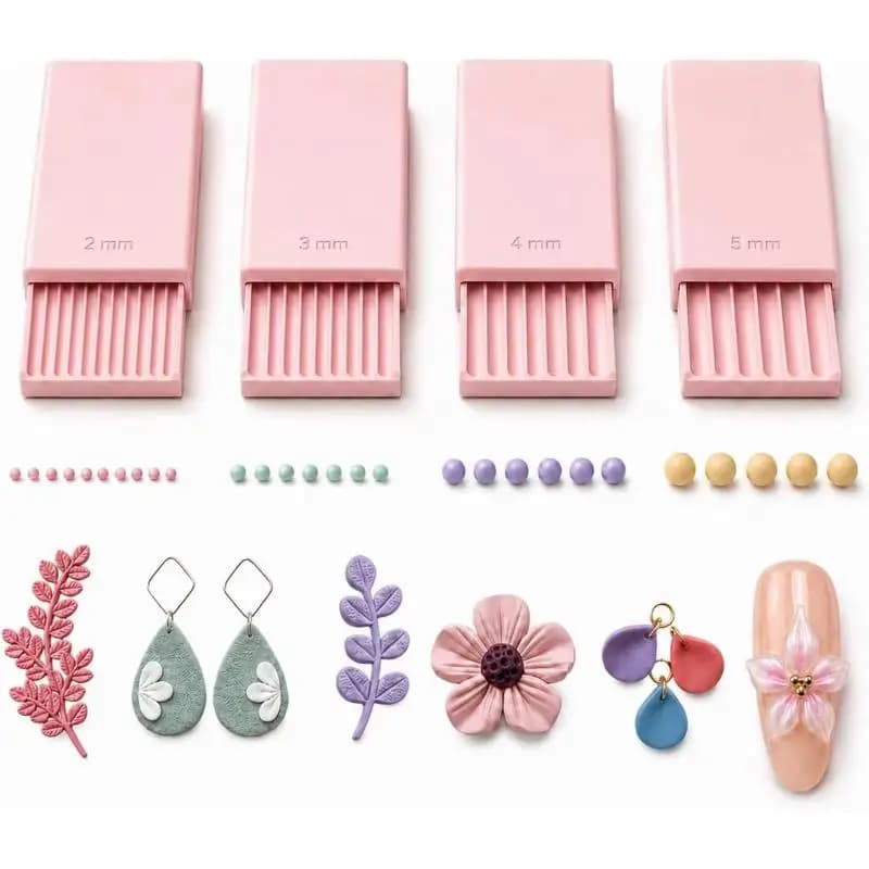 3D Print Clay Gel Ball Maker Tool Nail Art Bead Roller: 4PCS/Set Flowers Polymer Clay 2mm 3mm 4mm 5mm