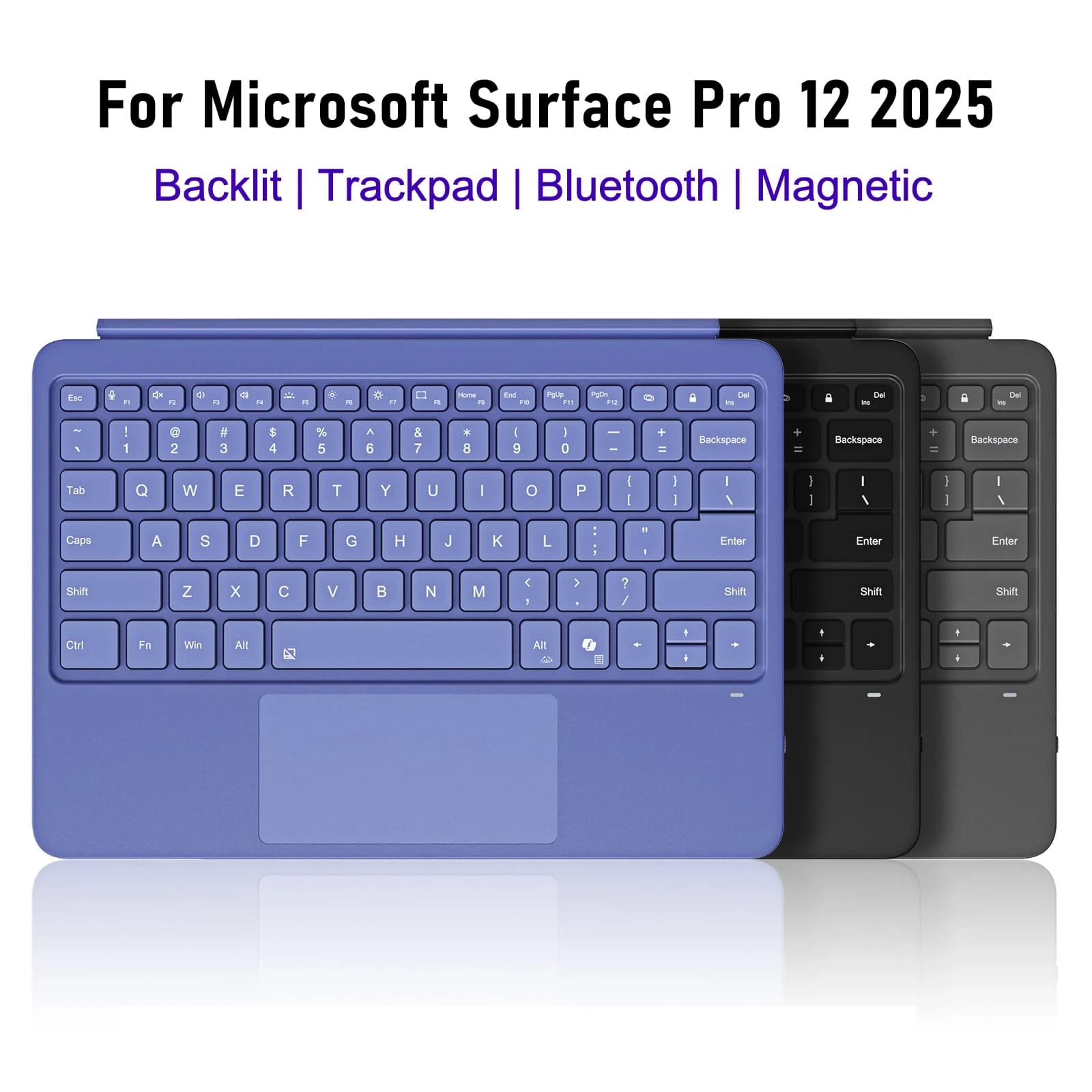 Tastiera Bluetooth Retroilluminata per Microsoft Surface Pro 12 Pollici, Tastiera con Trackpad per Microsoft Surface Pro Copilot+ PC 12" 2025