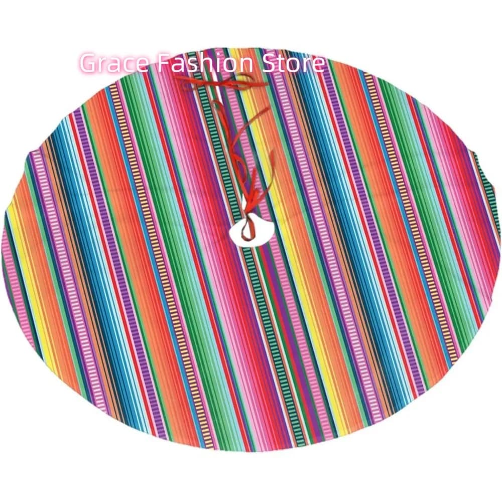 Coperta messicana Gonna albero a righe Serape 36 "per Buon Natale Vacanze di Halloween Capodanno Festa di Natale Albero Tappetino Decor Ornamenti