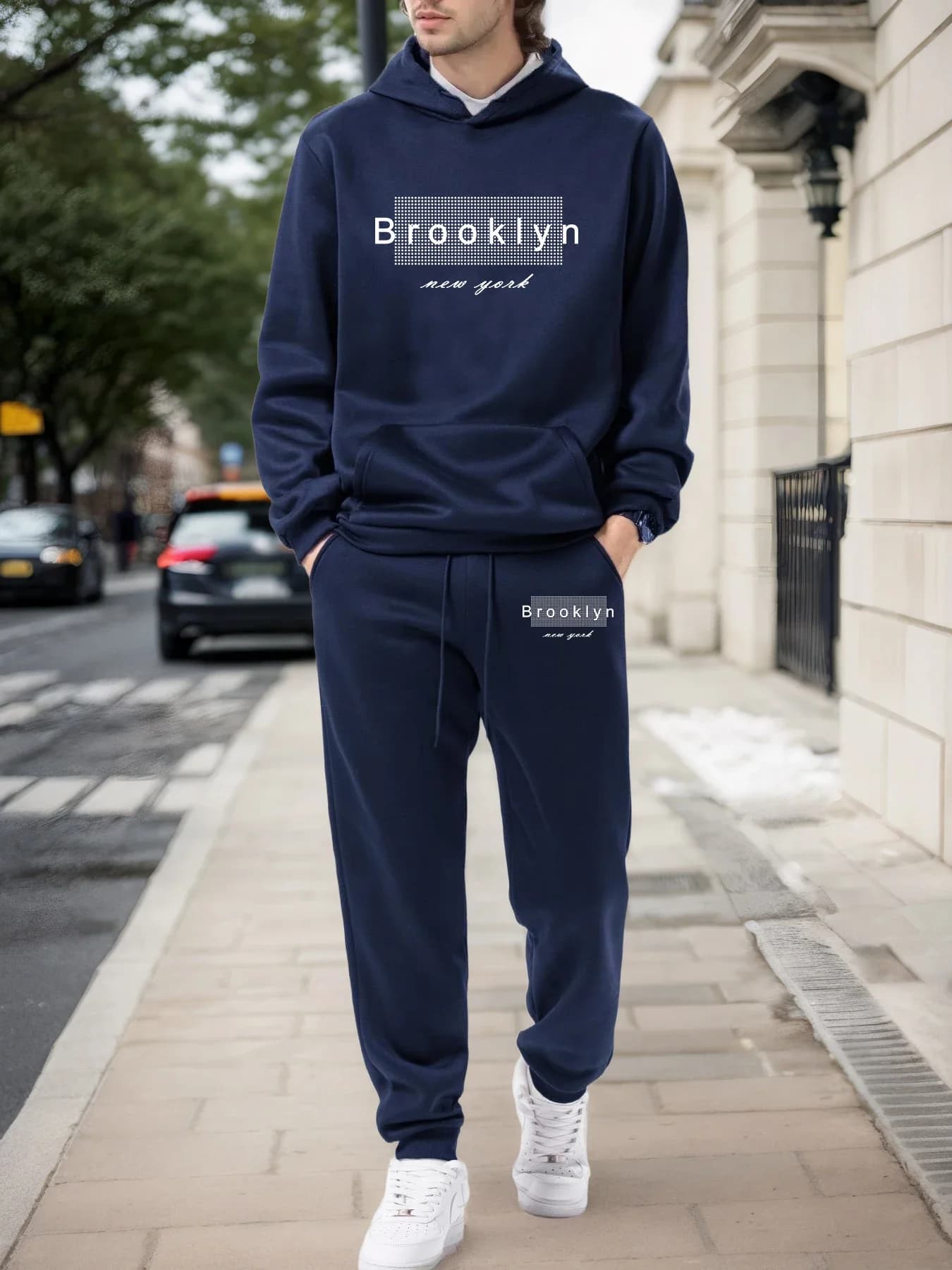 Fashion Men's Hoodies 2 Pcs Set Casual Long Sleeves Sweatshirt Suit Outdoors Sports Jogging Clothes AutumnWinter Man Sportswear