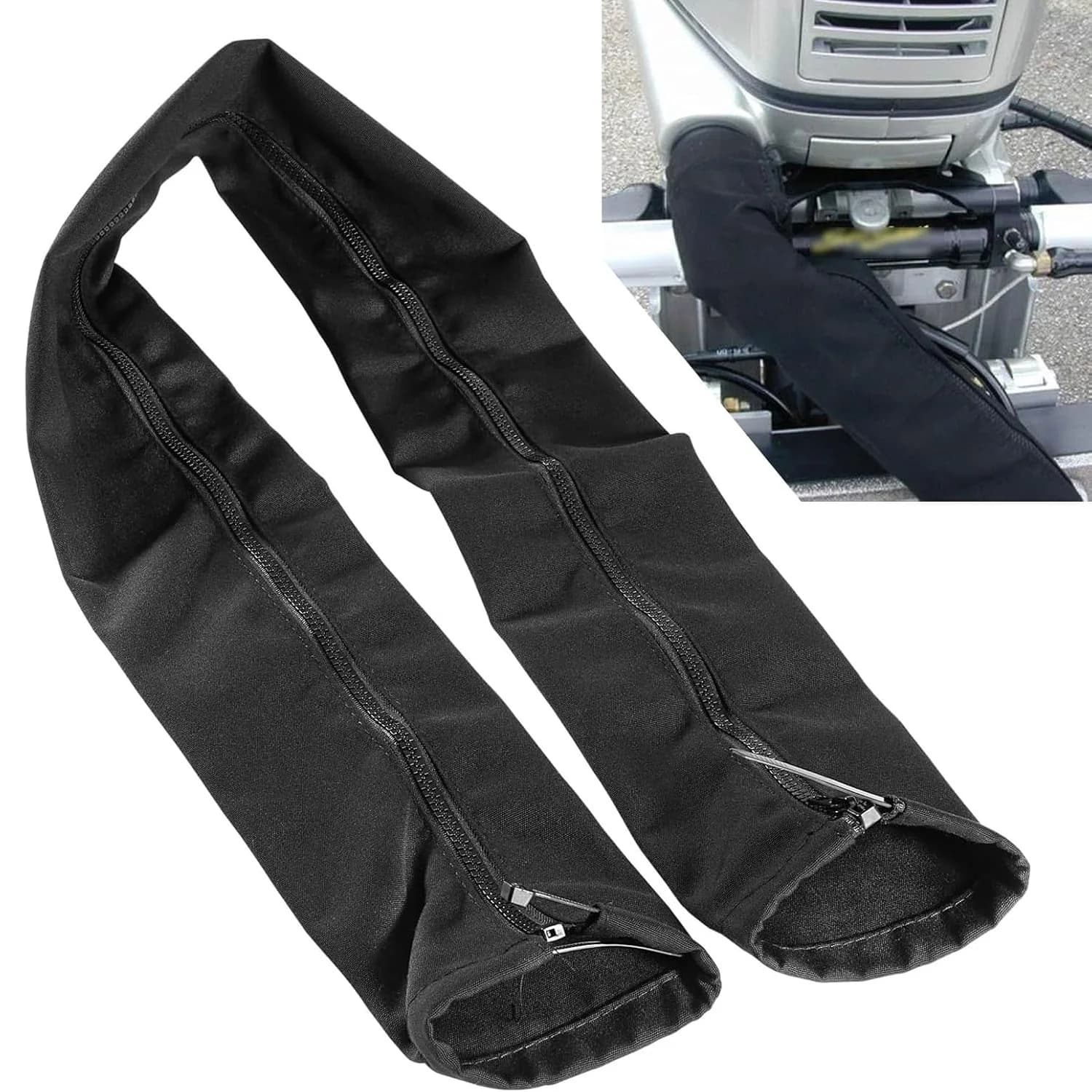 Manicotto per sartiame nero con cerniera, involucro ZRS-1-DP, protezione del manicotto dell'organizzatore dei cavi del motore da traina - (48'' di lunghezza)