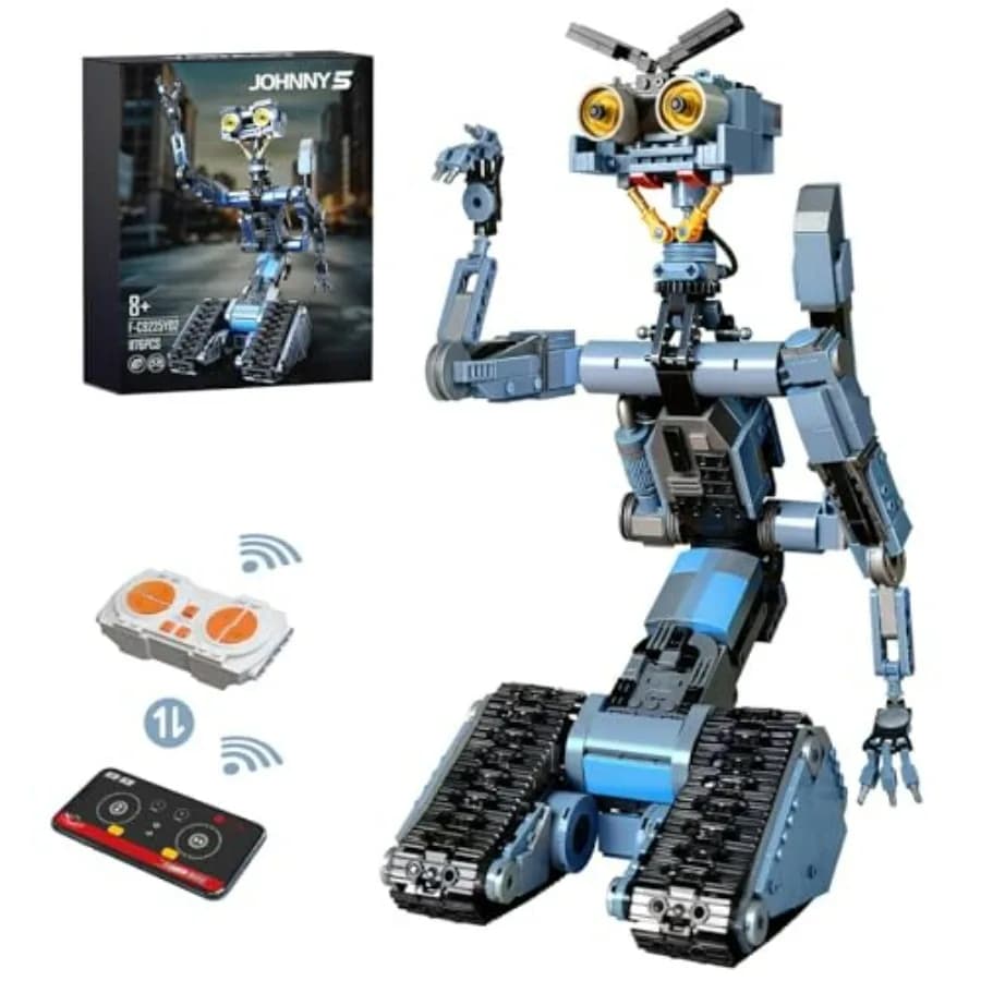 iATOM Set di Costruzioni Robot Johnny 5 da 1176 Pezzi con Telecomando - Kit Modello Robotico Ricaricabile STEM Tech Ispirato ai Film per A