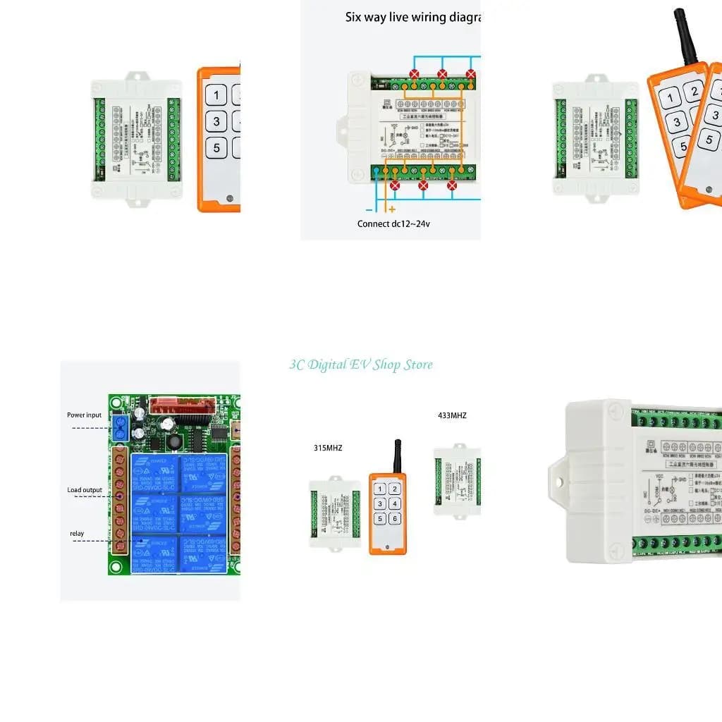 E74D 1000M DC12V 24V 6CH 6CH Wireless Control LED Controllo Luce Relici uscita RADUT RADIT RASMETTER 315/433 MHz Ricevitore