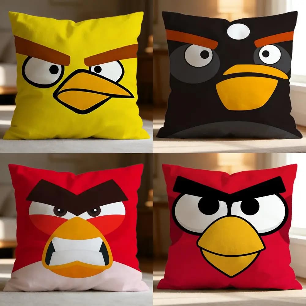 Fodera per cuscino Fashion Angry Birds, morbida e lavabile, multiuso per divano, letto, viaggi e ufficio