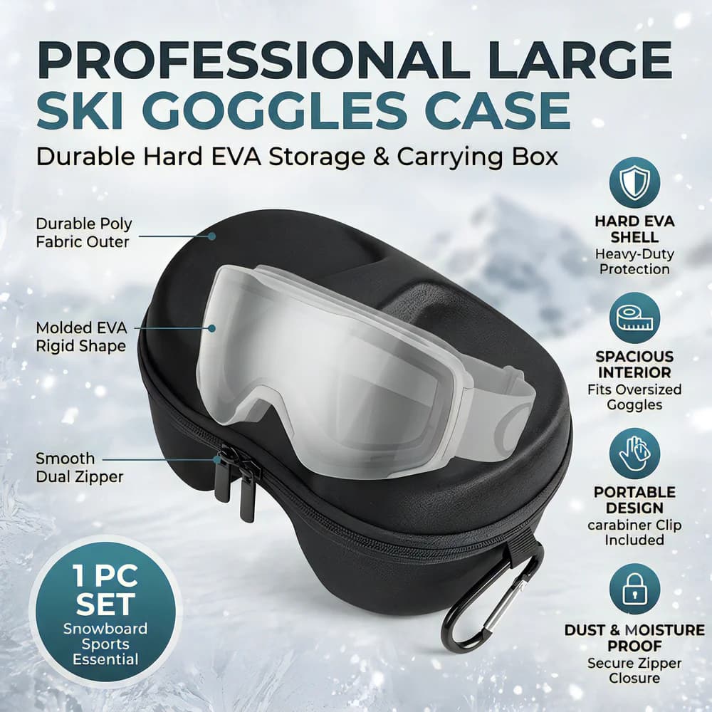 Ski Goggles Case Large Zipper Hard EVA Glasses Storage Box 1 Pc Portable Protective Carrying Bag For Snowboard Eyewear Sports