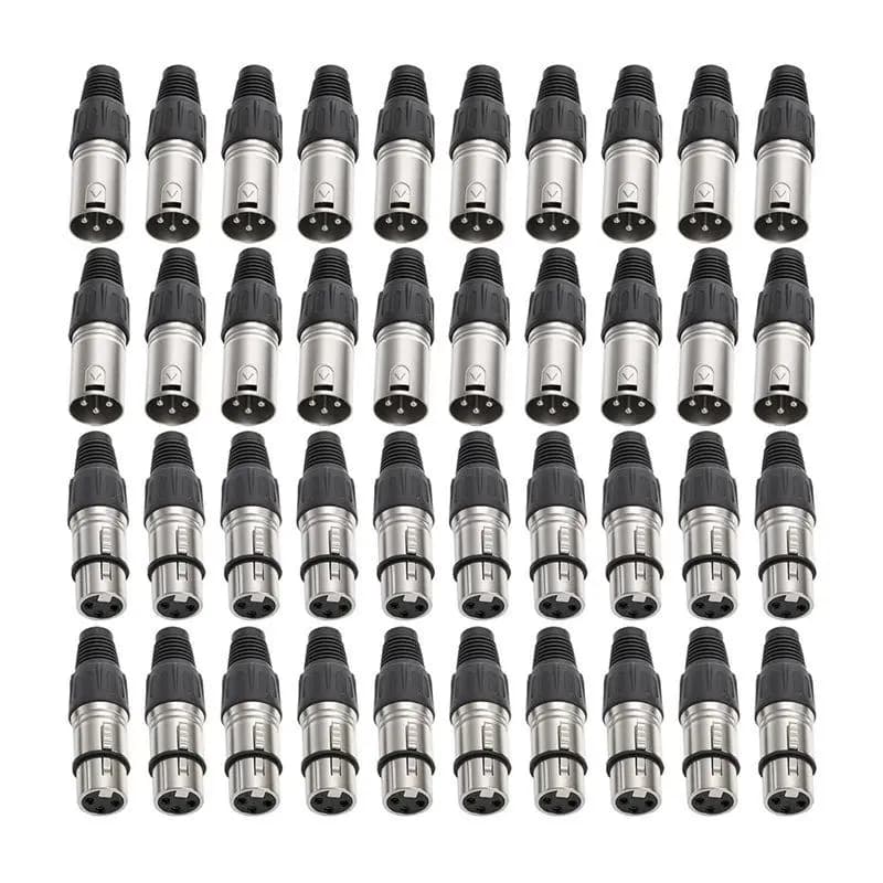 【NECESSITY】Connettori XLR 3 pin 40 pezzi (20 maschi e 20 femmine) Spina per cavo audio per microfono per microfono per fai da te per la registrazione, la miscelazione