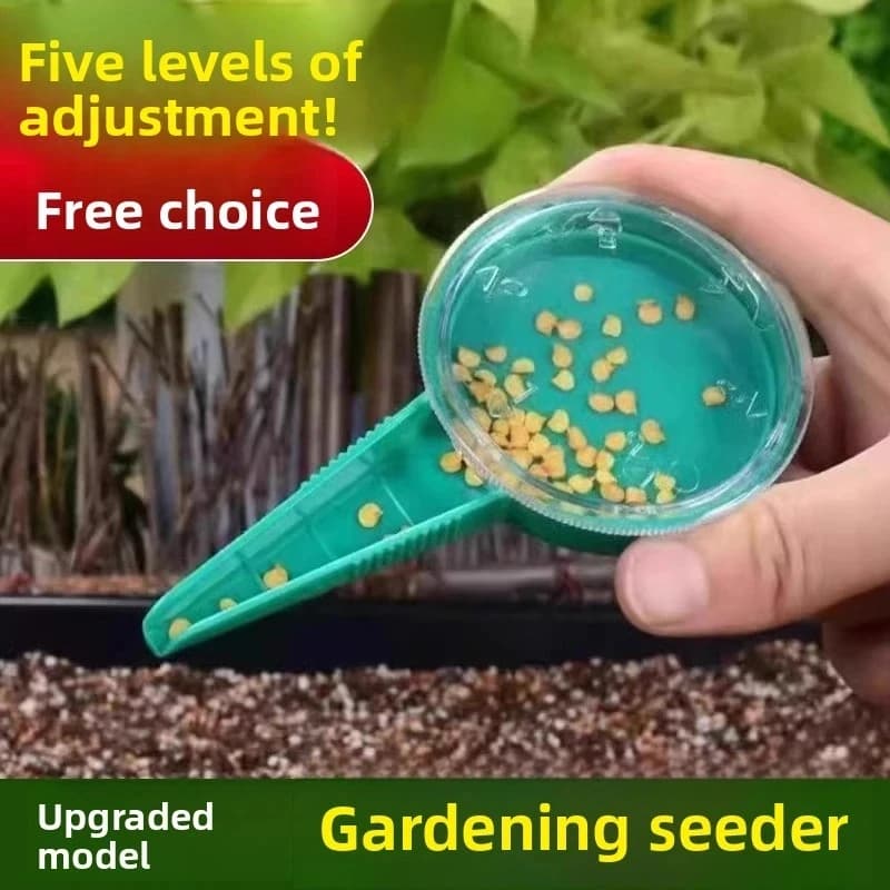Mini Dispenser di Semi Regolabile, Seminatrice per Ravanelli e Cavoli, Strumento per Giardinaggio e Fiori, per Vassoi di Semina, in Materiale PP