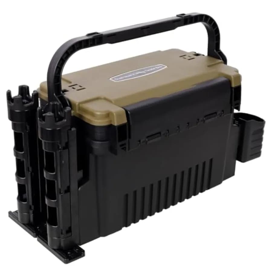 Organizer per Attrezzatura da Pesca a Doppio Strato con Portacanne, Portabicchieri e Tracolla - Contenitore Impermeabile Resistente da 11L