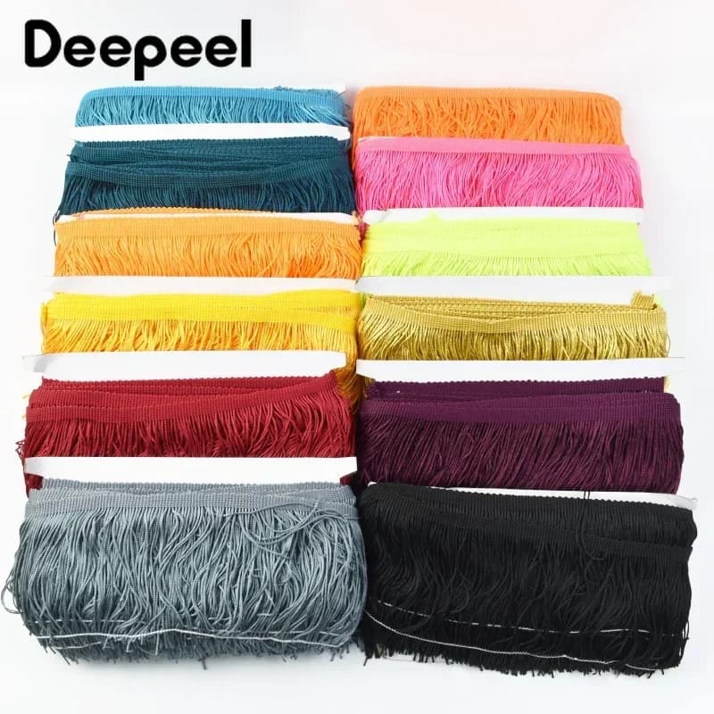 10Yards 10/15/20/30cm Colored Long Tassel Fringe Trim Woven Lace Ribbon DIY Latin Dance Dress Garment Fabric Sewing Accessories