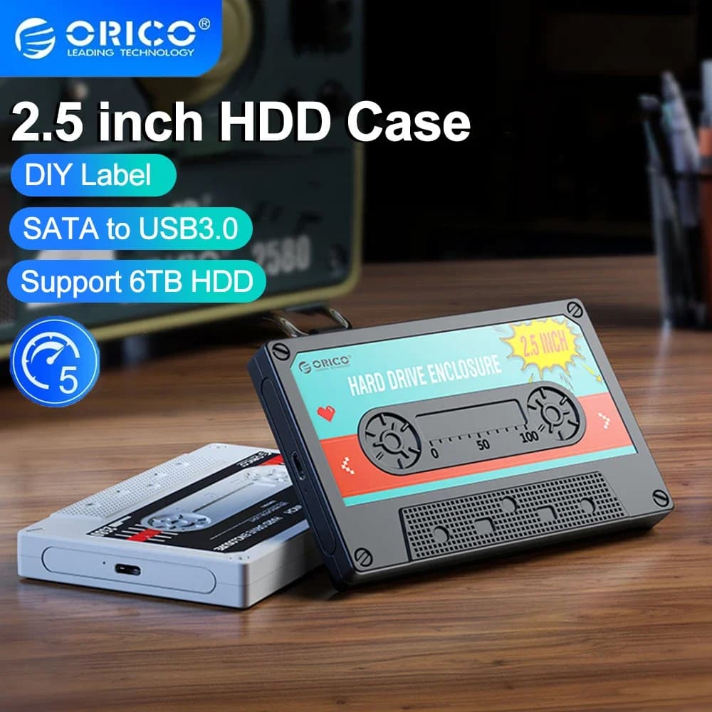 Custodia per disco rigido ORICO 2.5 SATA a USB3.0 Custodia per disco rigido esterno HDD 5Gbps/6Gbps Type-C con adesivo fai da te Accessori per PC