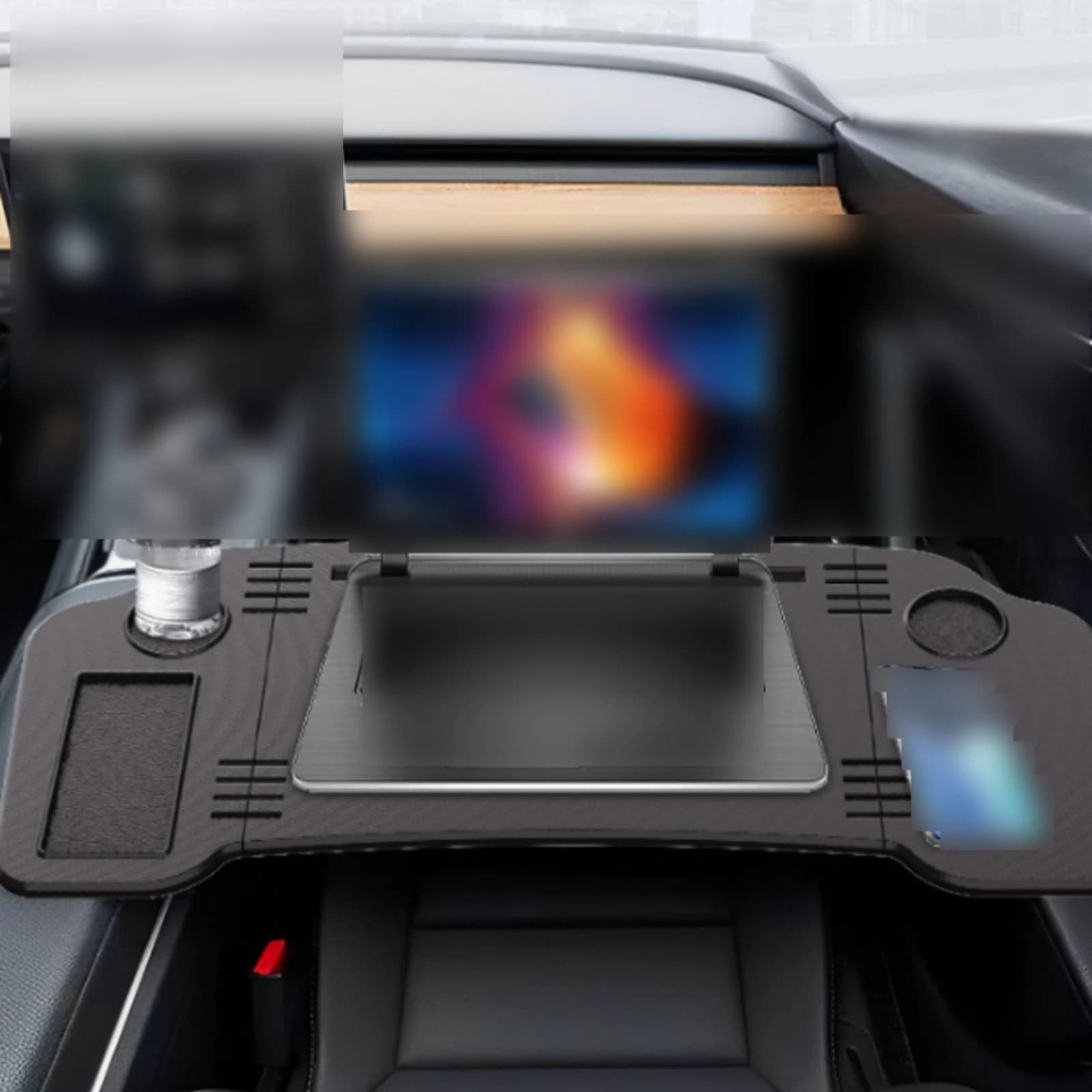 Steering Wheel Desk Metal Fixing Foldable Car Tray Car Laptop Desk Storage Compartment Textured Finish