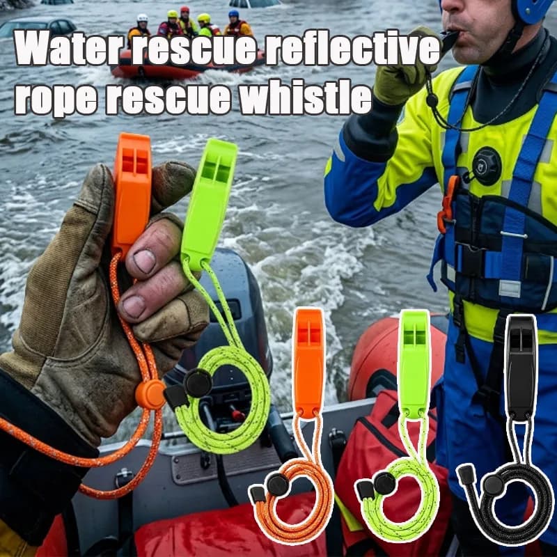 1-10PCS Emergency Whistle Waterproof Survival Rescue Signal with Adjustable Reflective Lanyard for Kayak Life Vest