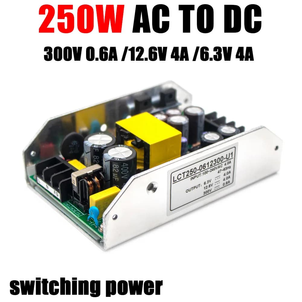 250W Tubo A Vuoto Amplificatore Macchina di Potenza di Commutazione 300V 0.6A 12.6V 4A 6.3V 4A 110V 220V AC A DC Interruttore di Conversione di Tensione di Alimentazione
