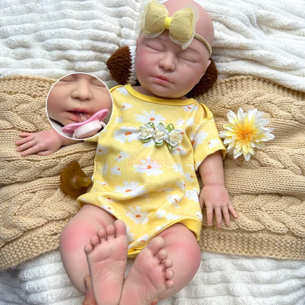 Bambola Reborn in Silicone da 22 Pollici con Bocca Aperta, Realistica, Ponderata, Corpo Intero in Silicone Morbido, Oggetto di Scena Fotografico, Regalo per la Famiglia di Chi Soffre di Alzheimer