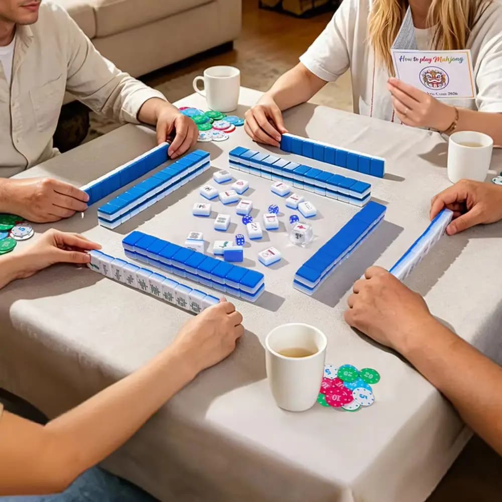 Luxury Olive Green American Mahjong Set Blue Mah Jongg Travel Sets Premium Acrylic Pink Engraved Mahjong Tiles for Party Games