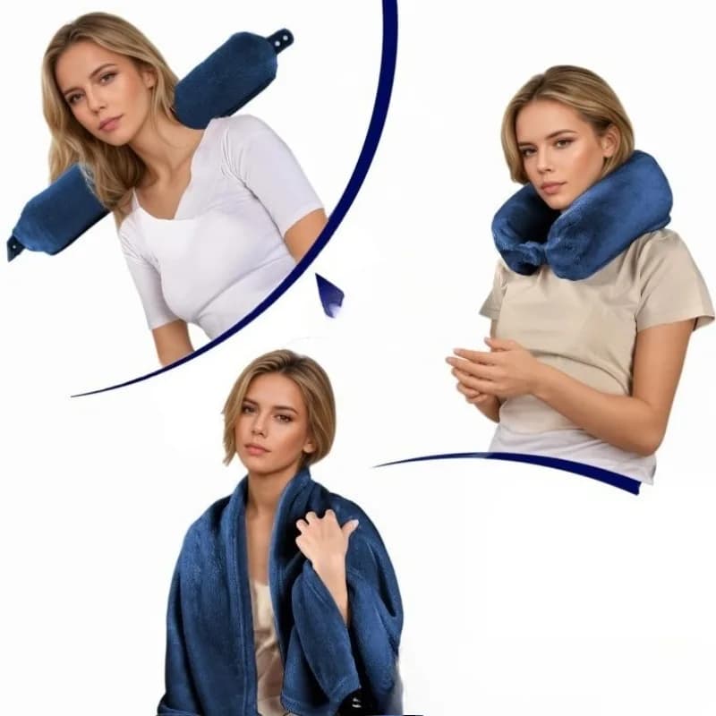 Set 2 in 1 Cuscino da Viaggio a U e Coperta in Flanella Premium, Comodo per Aereo di Prima Classe e Viaggi all'Aperto