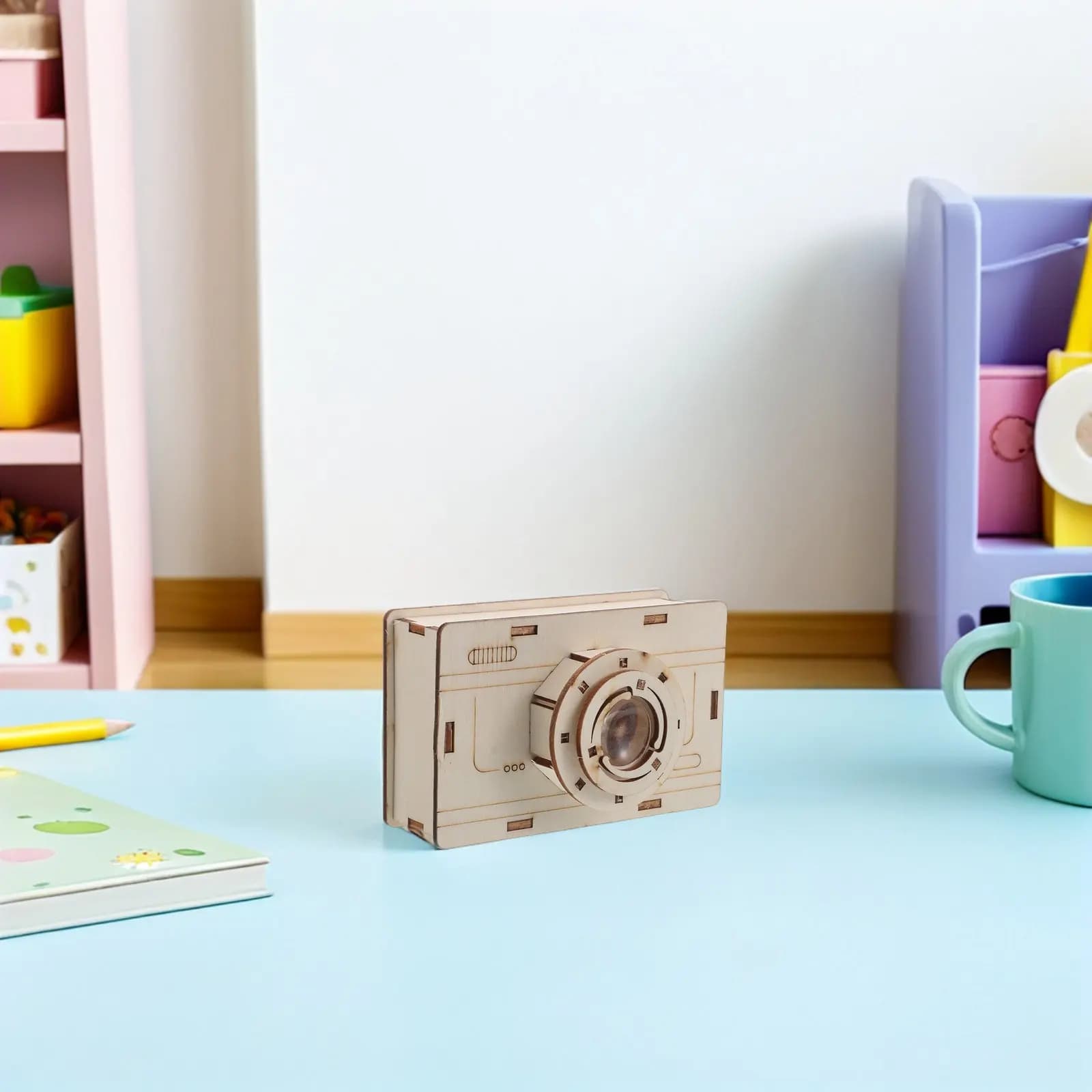 Kit Puzzle 3D in Legno per Bambini: Gioco Meccanico Rompicapo per Costruire la Propria Macchina Fotografica Vintage